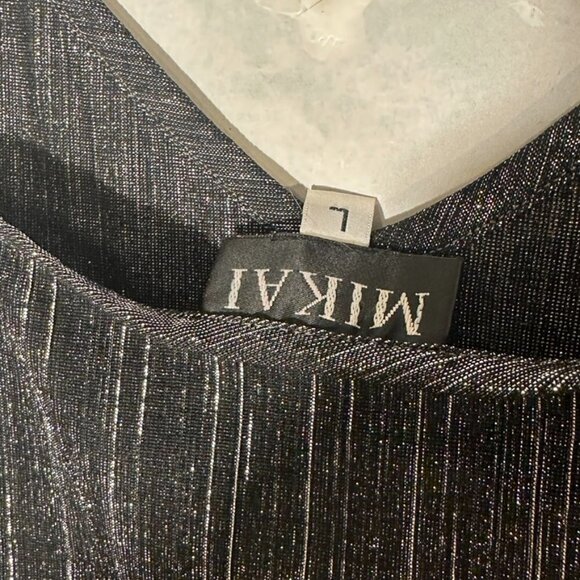 Mikai Size Large Slip Dress Charcoal Gray Black Metallic Shimmer Sexy Slinky - Picture 5 of 7